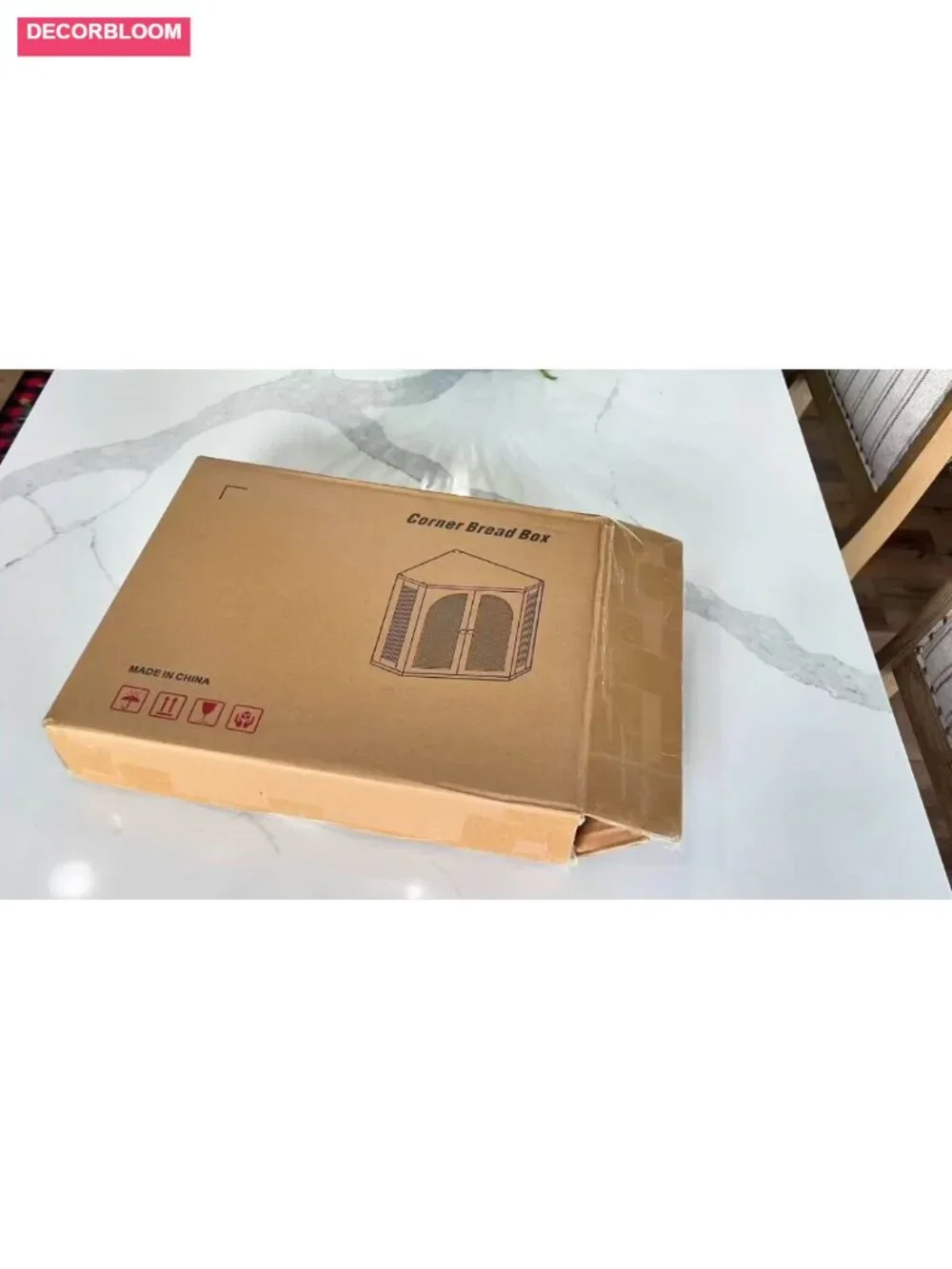 Large Bamboo Corner Bread Box Double Layer with Magnetic Acrylic Door